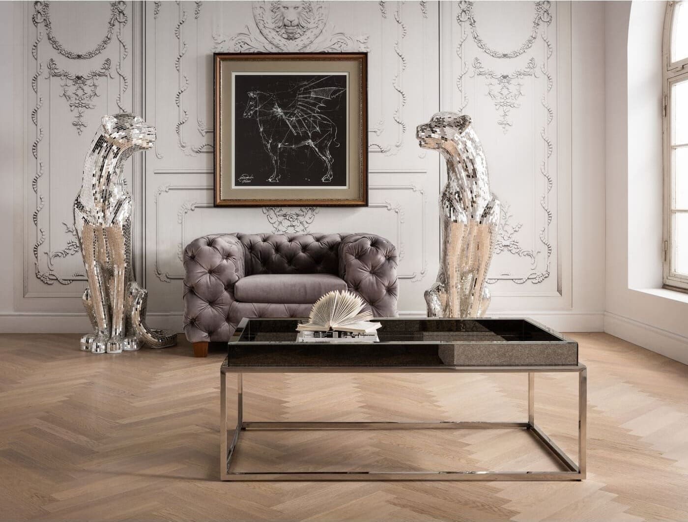Beeld Mosaik Welcome Panther Left XL Kare Design Beeld 39252