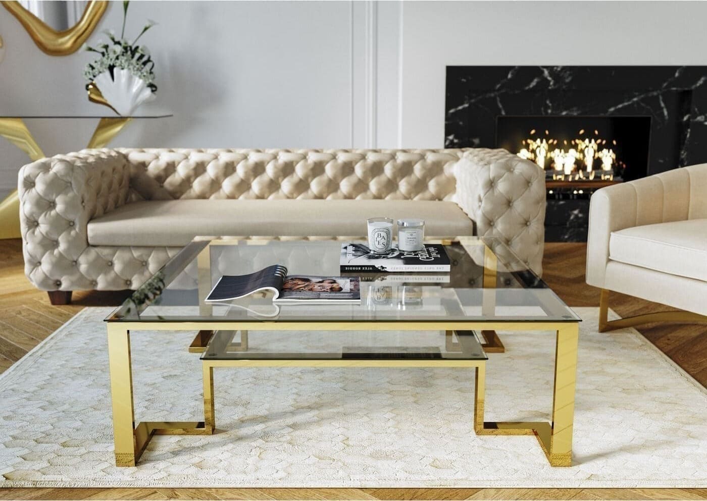 Salontafel Gold Rush 120x120cm Kare Design Salontafel 82127