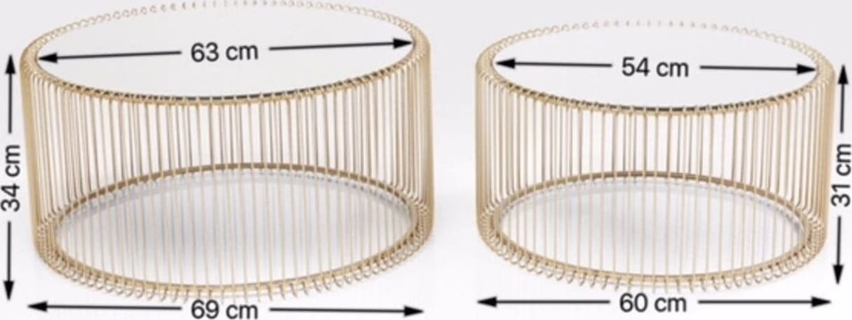 Salontafel Wire Brass (2/Set) Kare Design Salontafel 83456