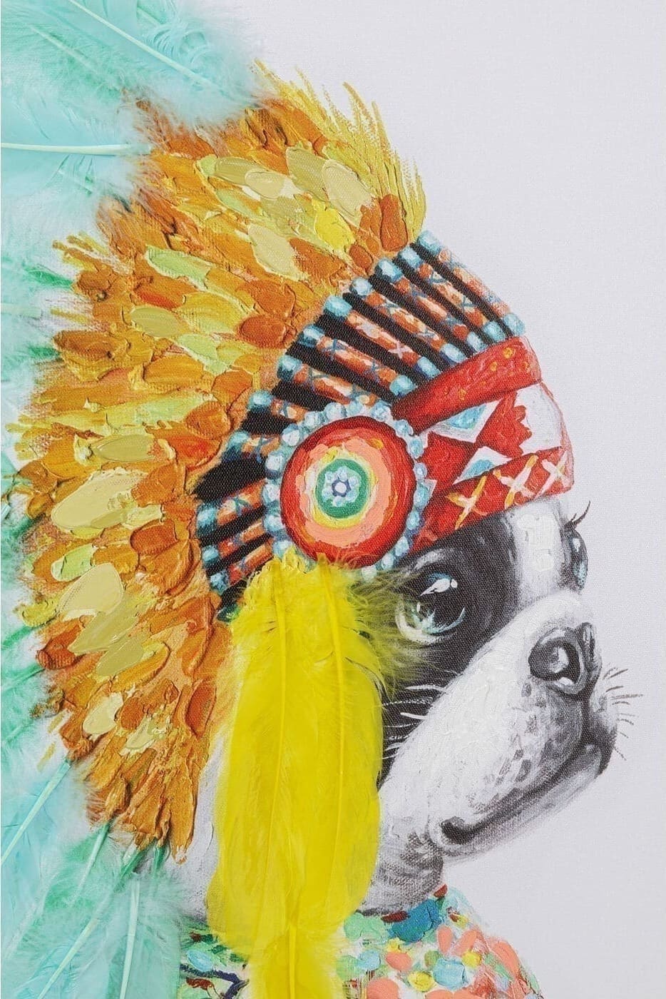 Schilderij Canvas Headdress Dog 80x80cm Kare Design Schilderij 53160