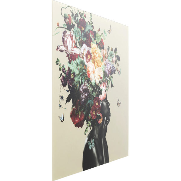 Schilderij Glas Bouquet Beauty Beige 100x100cm Kare Design Schilderij 54431