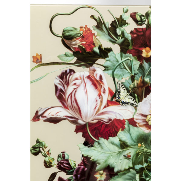 Schilderij Glas Bouquet Beauty Beige 100x100cm Kare Design Schilderij 54431