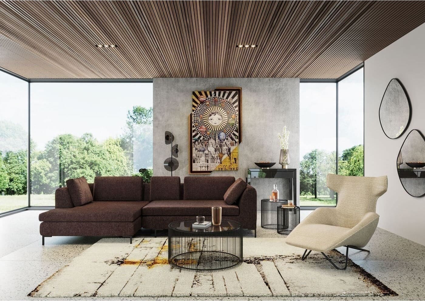 Vloerkleed Abstract Grey Line 200x300cm Kare Design Vloerkleed 66714