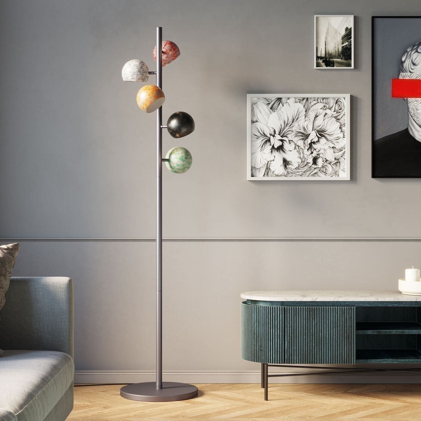 Vloerlamp Calotta Antico 5-lite Kare Design Vloerlamp 38315