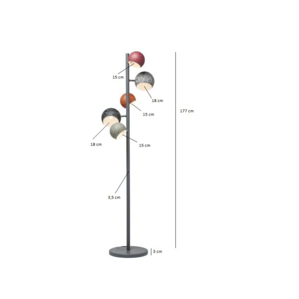 Vloerlamp Calotta Antico 5-lite Kare Design Vloerlamp 38315