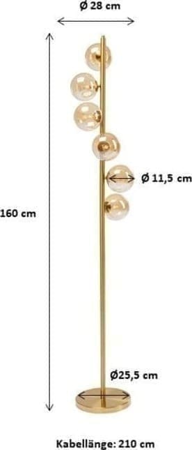 Vloerlamp Scala Bals Brass 160cm Kare Design Vloerlamp 52509