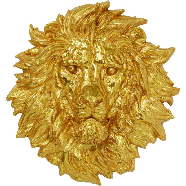 Wanddecoratie Lion Head Gold 90x100cm Kare Design Wanddecoratie 53662