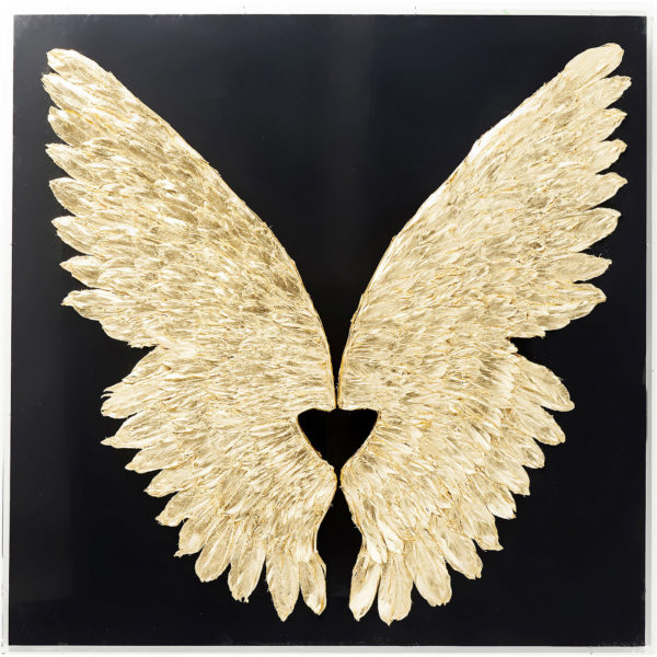 Wanddecoratie Wings Gold Black 120x120cm Kare Design Wanddecoratie 61469