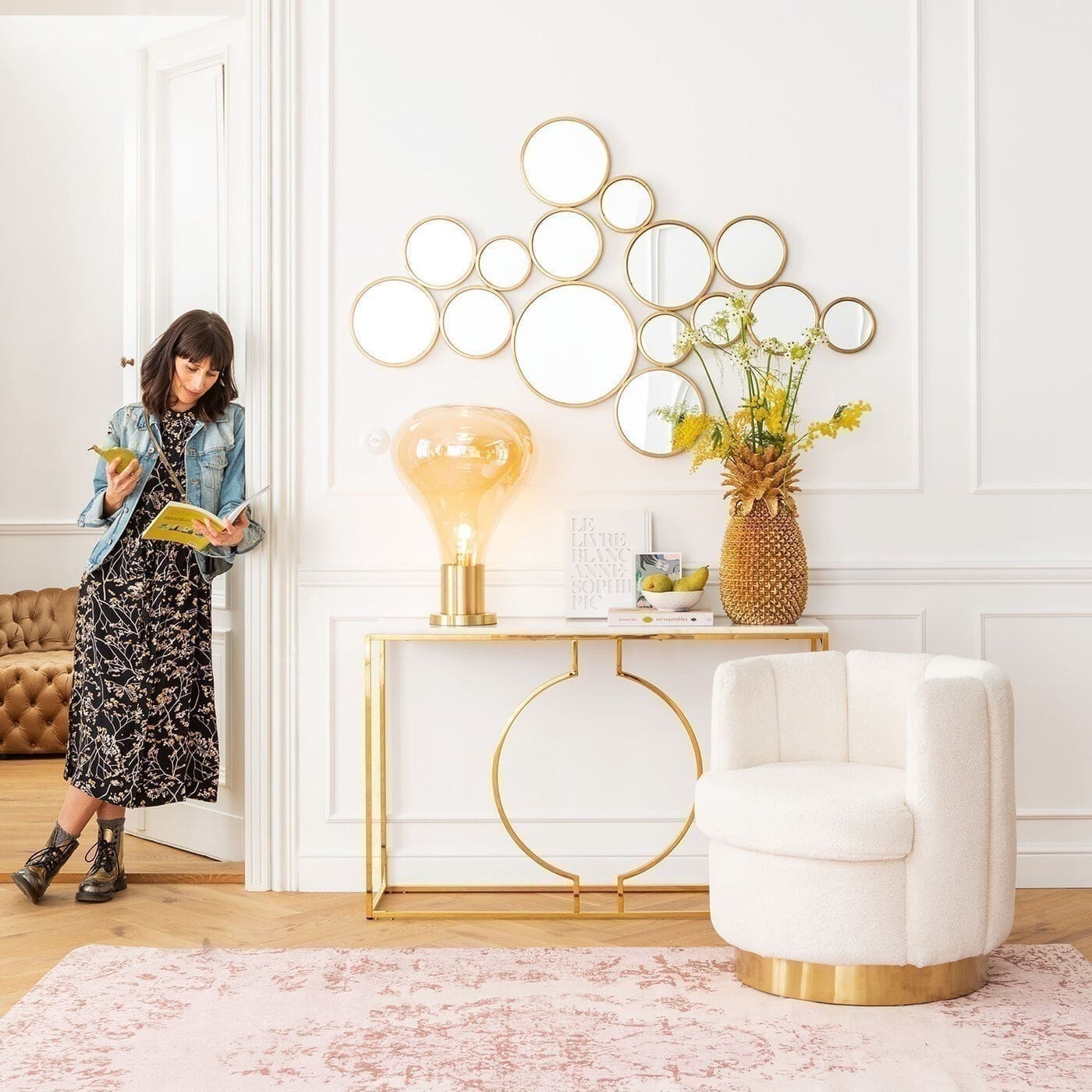 Wandtafel Miami Loft Gold 120cm Kare Design Wandtafel 83851