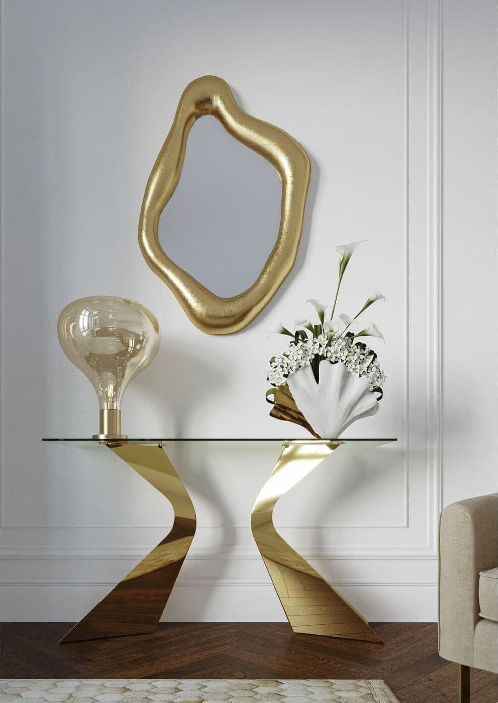 Wandtafel Tafel Gloria Gold Kare Design Wandtafel 82379