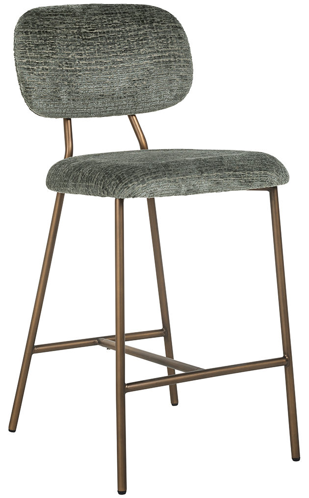 Richmond Interiors Counterstoel Xenia thyme fusion / brushed gold legs Fusion thyme 206 Barstoel