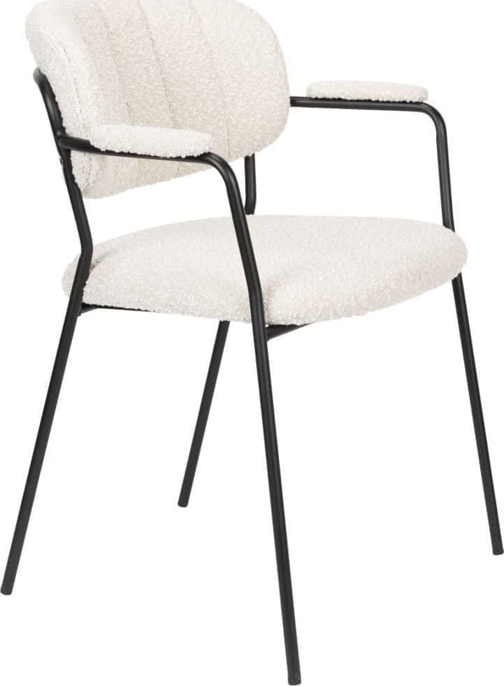Armstoel Jolien Black/bouclé White Label Living ZVR1200236