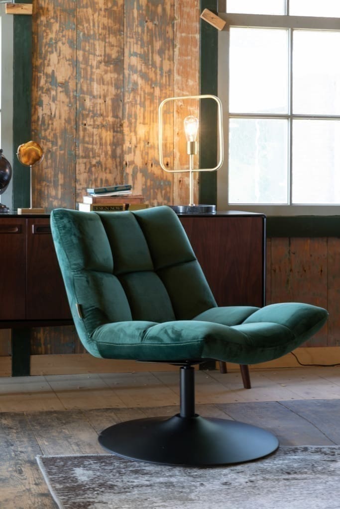 Fauteuil Bar Velvet Green Dutchbone Fauteuil ZVR3100081