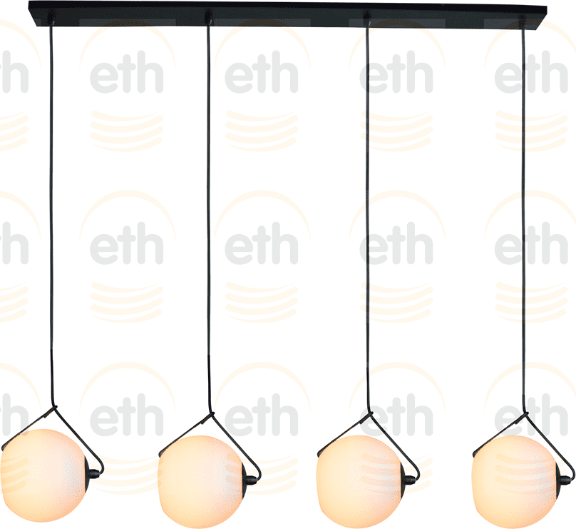 ETH Orb Opal Balk Hanglamp 4x E27 Opaal Glas 25cm / Zwart ETH verlichting Hanglamp 05-HL4267-3067