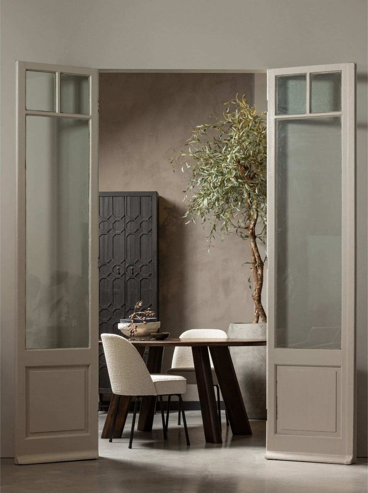 BePureHome Vogue Eetkamerstoel Bouclé Naturel Naturel Eetkamerstoel