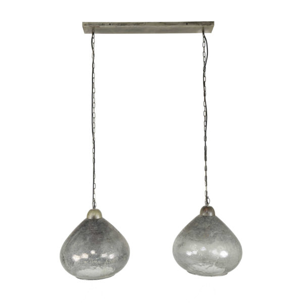 Hanglamp 2L Bell Clearstone - Oud Zilver Bullcraft Hanglamp 7875/29