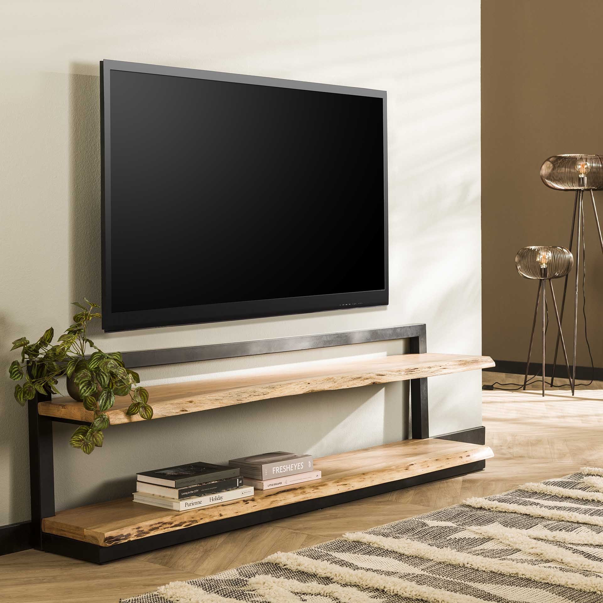 TV-meubel Edge - Massief Acacia Naturel Bullcraft Tv-meubell|Tv-dressoir 2158/15