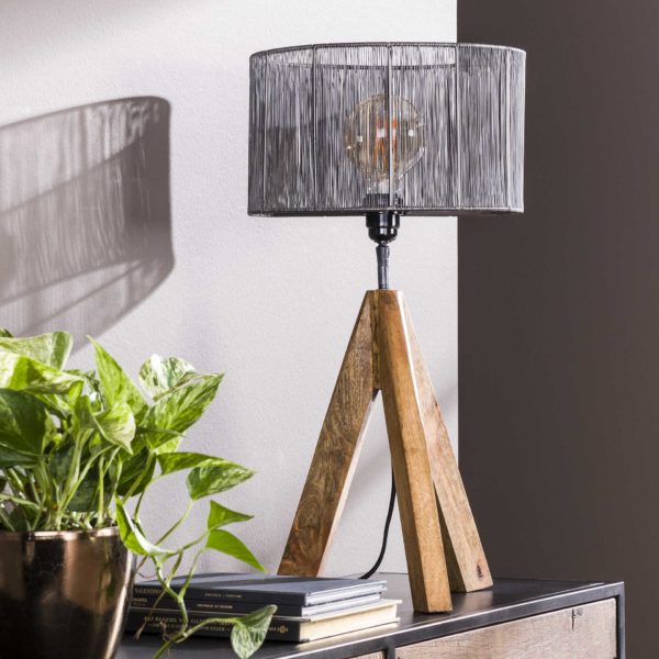 Tafellamp Tripod Wood - Zwart Nikkel Bullcraft Tafellamp 7317/31Z