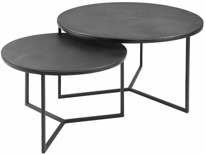 Pronto Wonen Salontafel Pilunio (set van 2) rond 60/80 zwart Zwart Salontafel