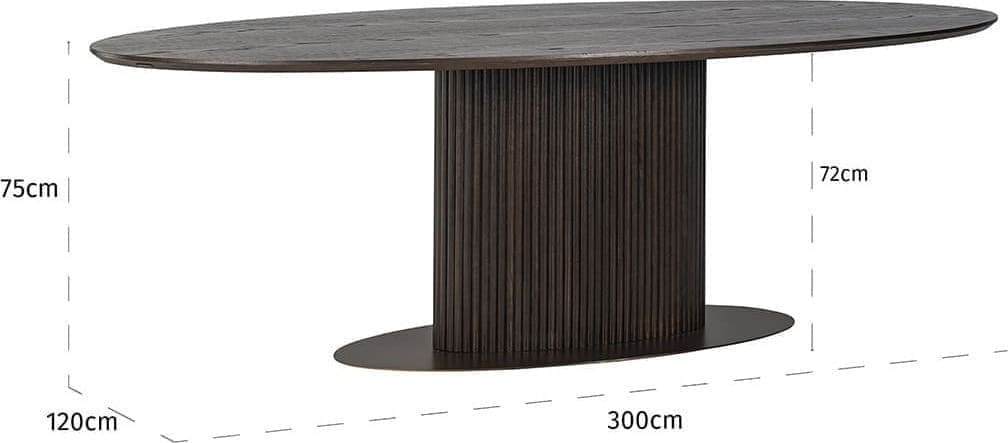 Richmond Interiors Eettafel Luxor ovaal 300 Bruin Eettafel