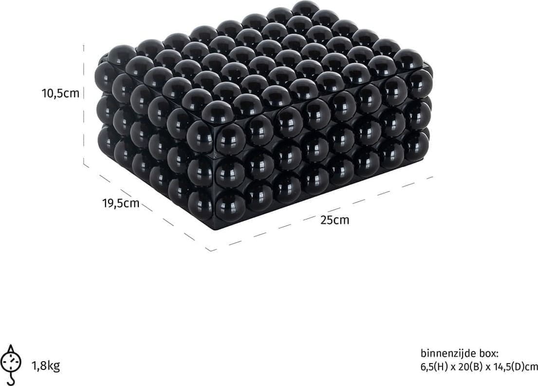 Richmond Interiors Juwelenbox Batool klein Zwart Woonaccessoire