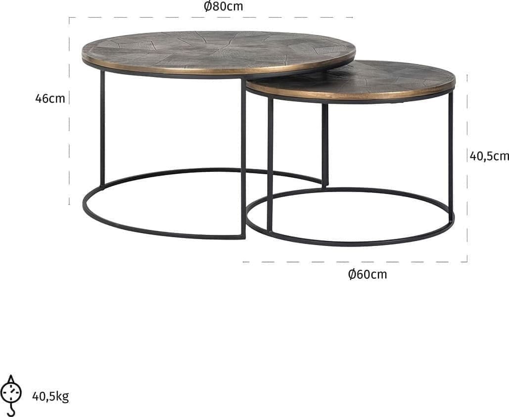 Richmond Interiors Salontafel Tulum set van 2 Salontafel