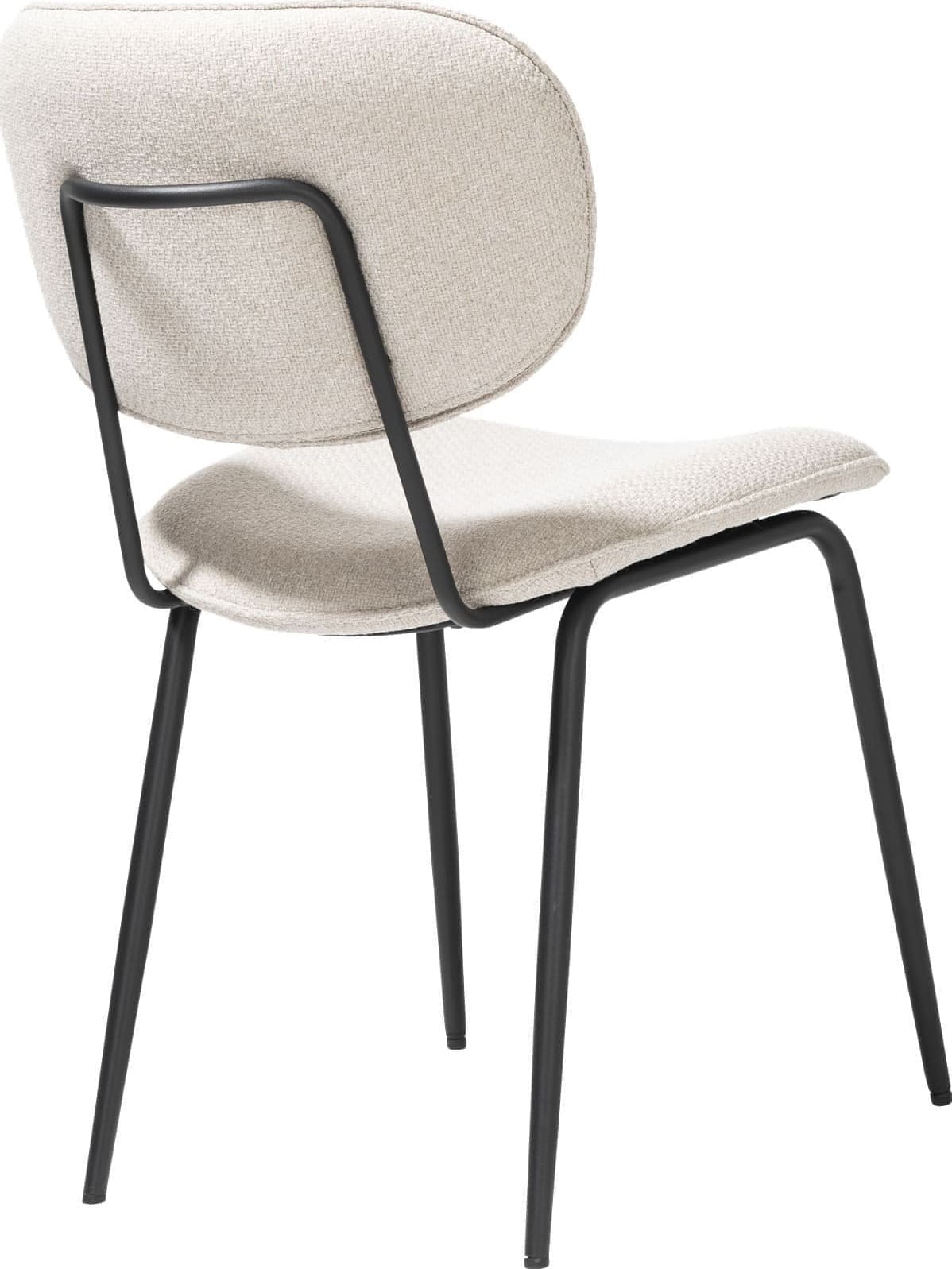 Xooon Lexi eetkamerstoel - zwart frame (ROB) - stof Ponti - creme Beige|Wit Eetkamerstoel