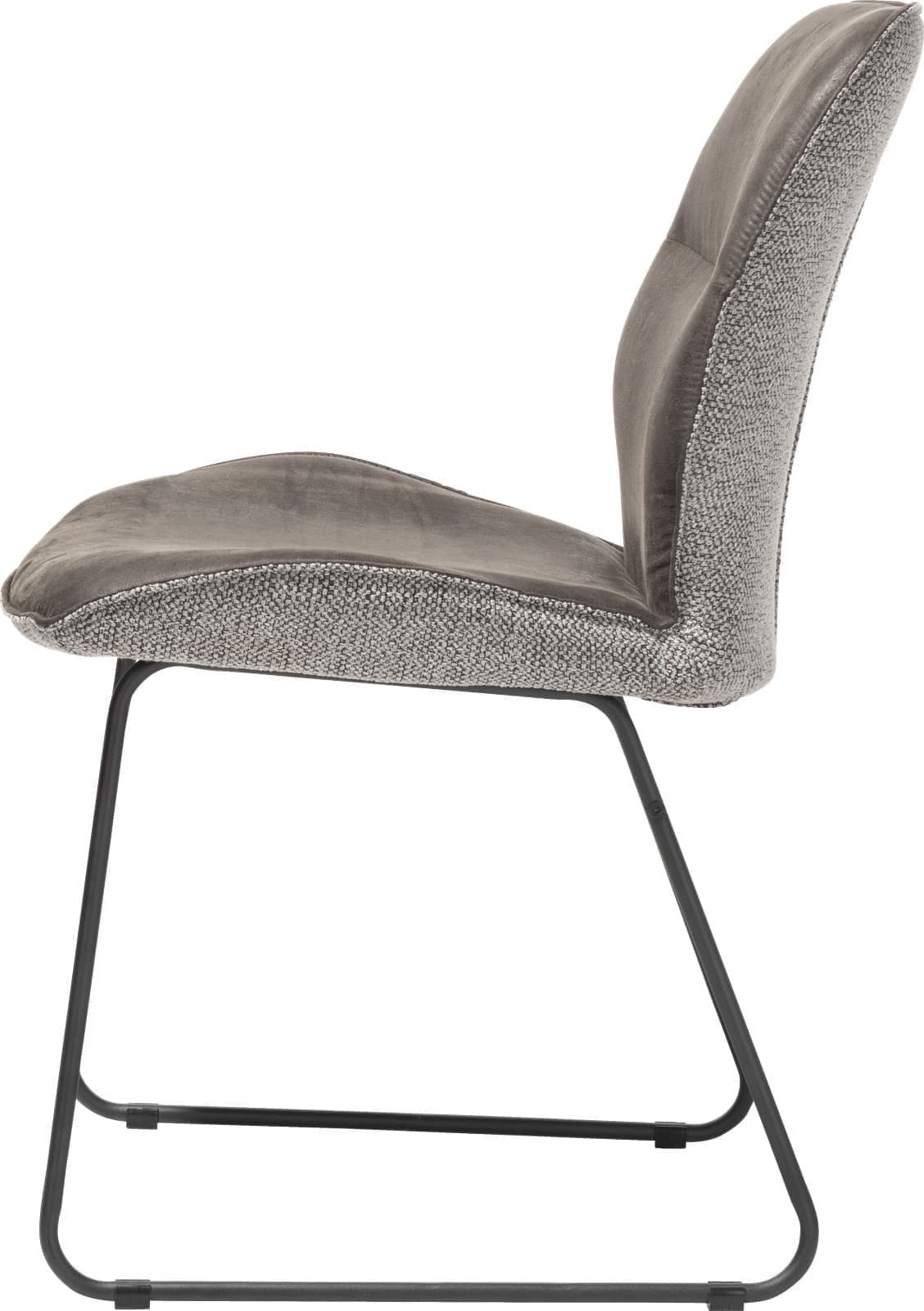 Henders & Hazel Ravi eetkamerstoel zwart frame (ROB) - combi Secilia & Toba - lichtgrijs Grijs Eetkamerstoel