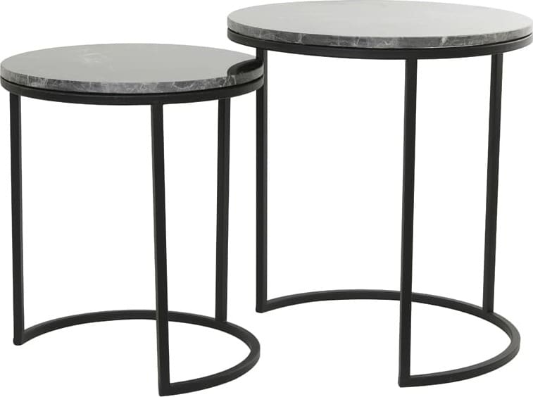 Bijzettafel Alfio - Bruin Marmer+zwart Light & Living Bijzettafel 6768561