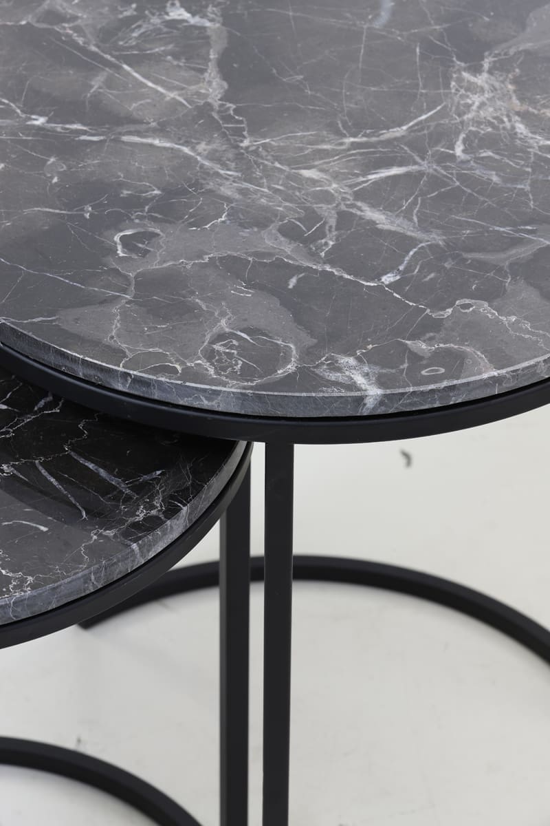 Bijzettafel Alfio - Bruin Marmer+zwart Light & Living Bijzettafel 6768561