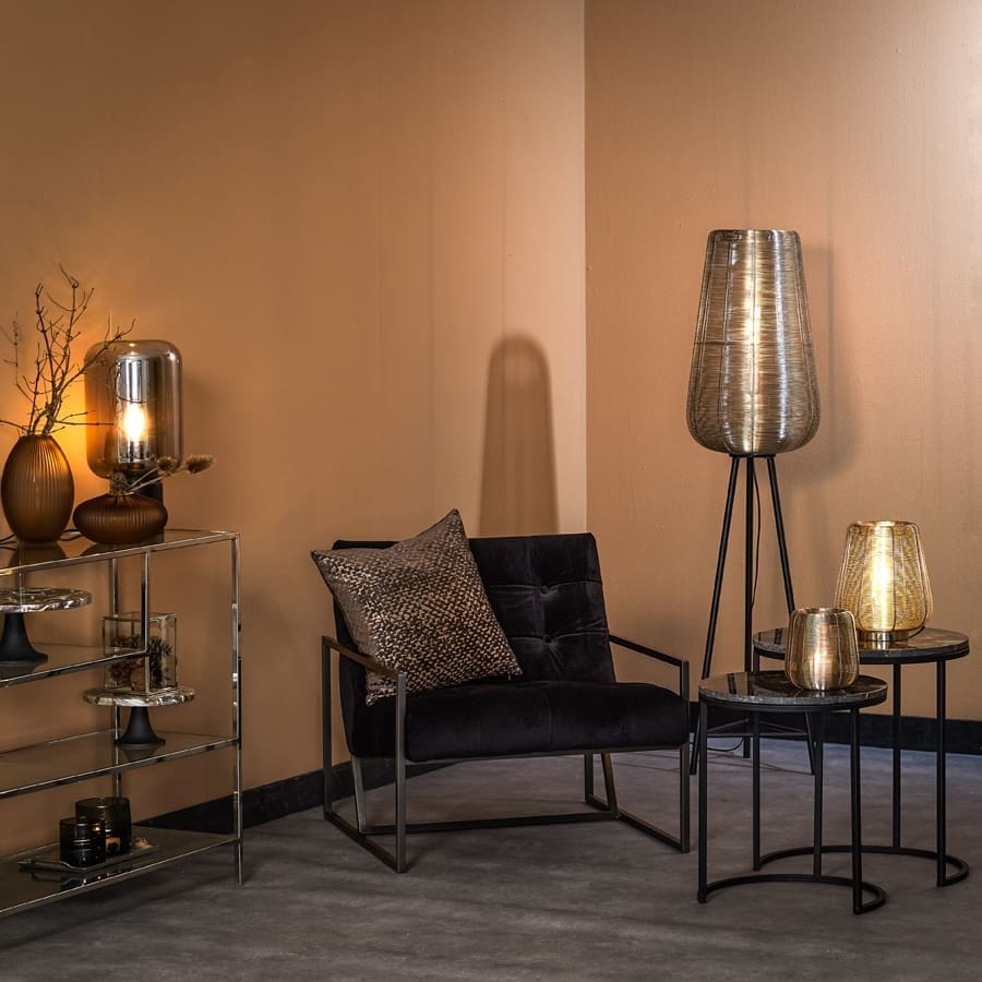 Bijzettafel Alfio - Bruin Marmer+zwart Light & Living Bijzettafel 6768561