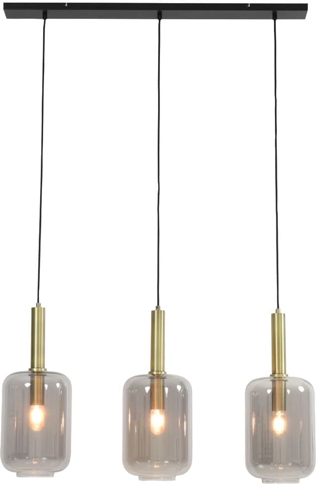 Hanglamp Lekar - Antiek Brons+smoke Glas Light & Living Hanglamp 2946184