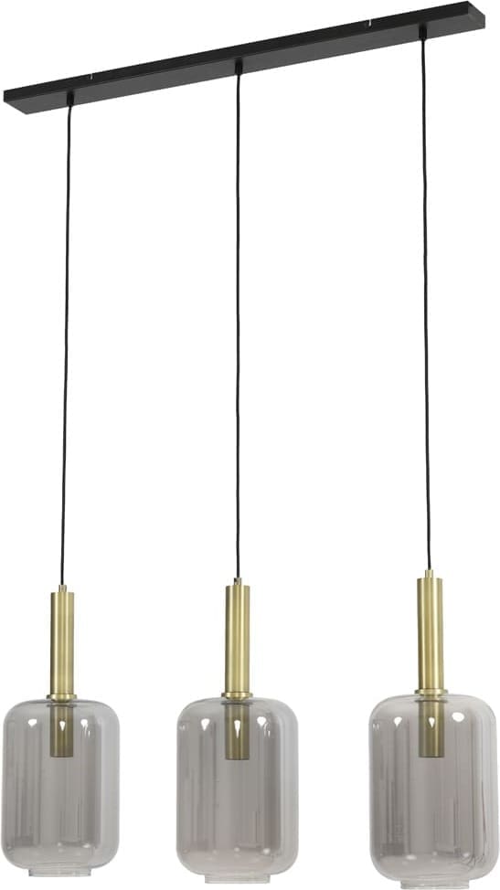 Hanglamp Lekar - Antiek Brons+smoke Glas Light & Living Hanglamp 2946184