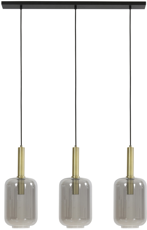 Hanglamp Lekar - Antiek Brons+smoke Glas Light & Living Hanglamp 2946184