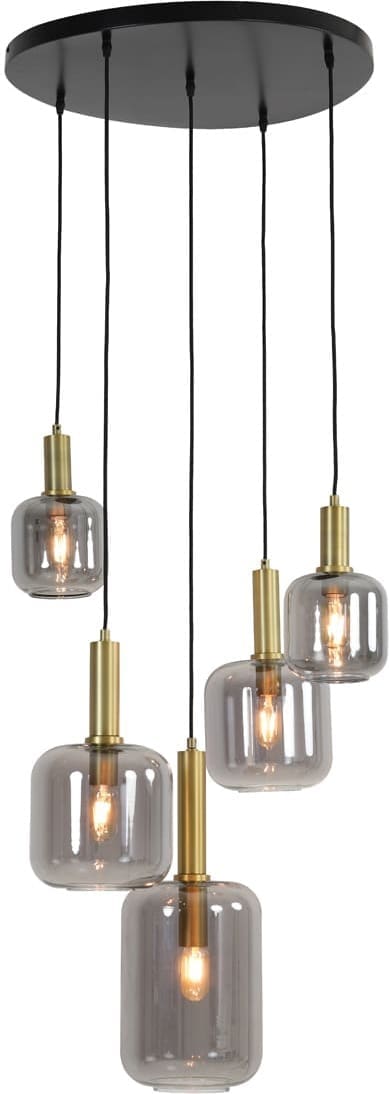 Hanglamp Lekar - Antiek Brons+smoke Glas Light & Living Hanglamp 2949084