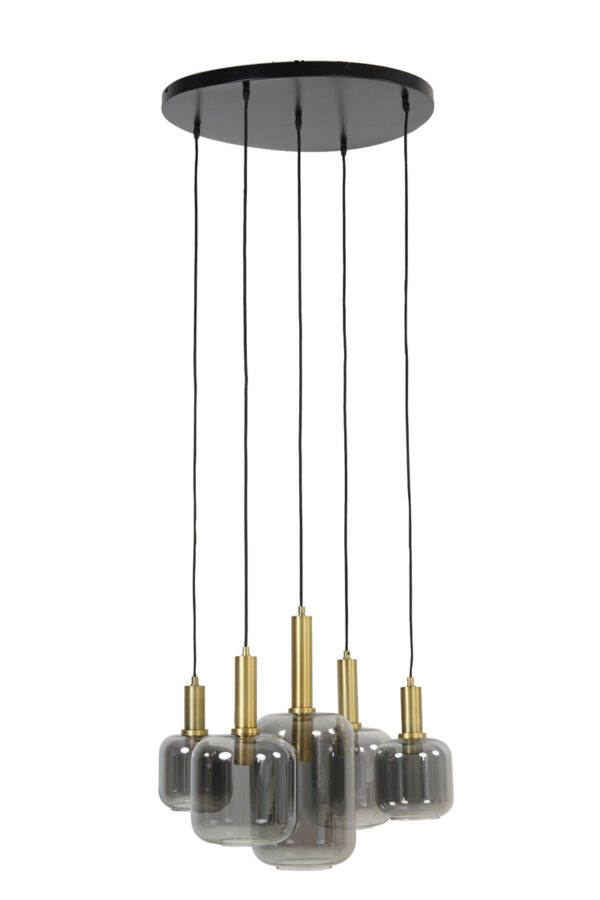 Hanglamp Lekar - Antiek Brons+smoke Glas Light & Living Hanglamp 2949084