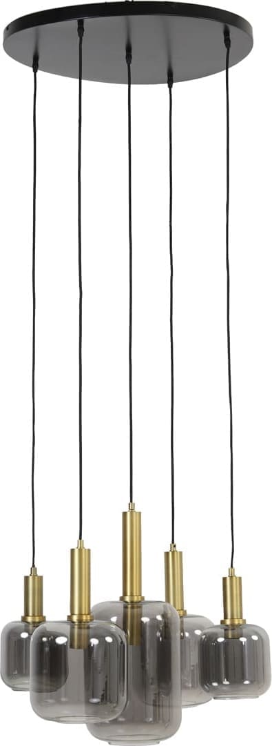 Hanglamp Lekar - Antiek Brons+smoke Glas Light & Living Hanglamp 2949084