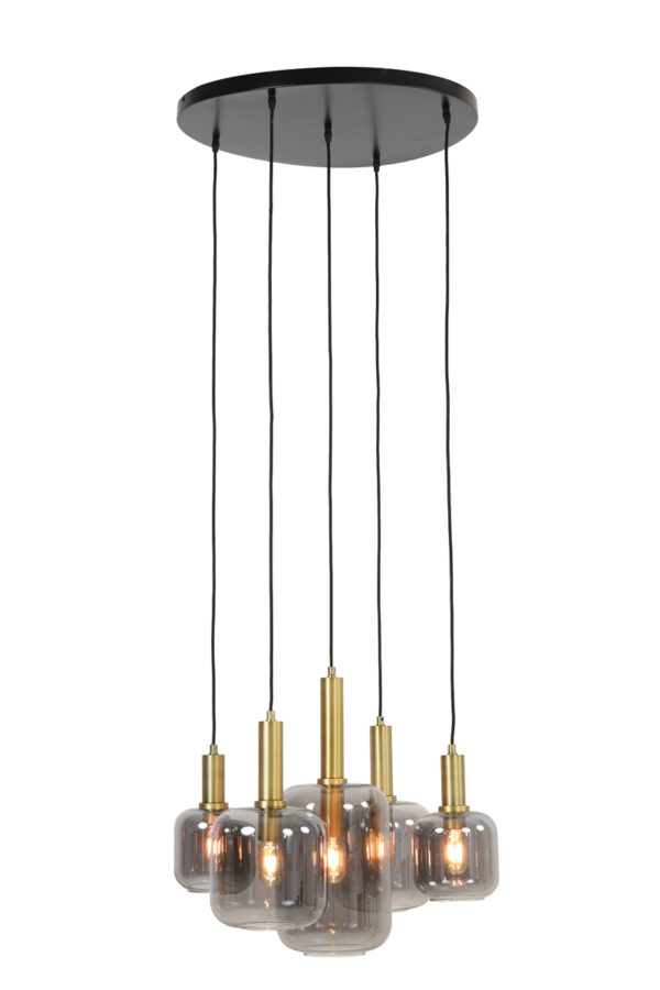 Hanglamp Lekar - Antiek Brons+smoke Glas Light & Living Hanglamp 2949084
