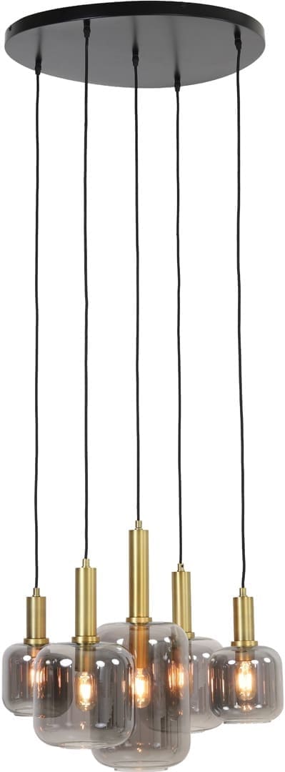Hanglamp Lekar - Antiek Brons+smoke Glas Light & Living Hanglamp 2949084