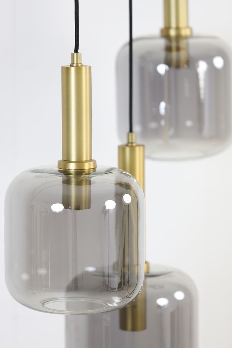 Hanglamp Lekar - Antiek Brons+smoke Glas Light & Living Hanglamp 2949084