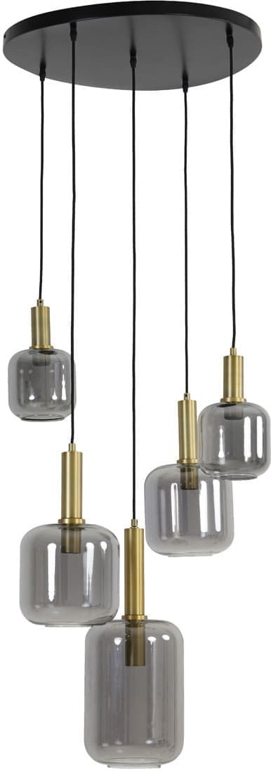 Hanglamp Lekar - Antiek Brons+smoke Glas Light & Living Hanglamp 2949084