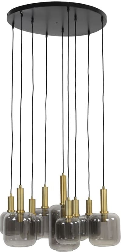Hanglamp Lekar - Antiek Brons+smoke Glas Light & Living Hanglamp 2949184