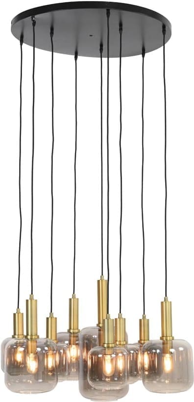 Hanglamp Lekar - Antiek Brons+smoke Glas Light & Living Hanglamp 2949184