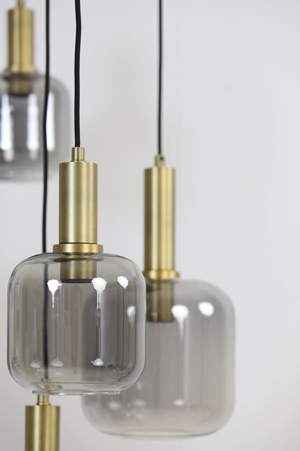 Hanglamp Lekar - Antiek Brons+smoke Glas Light & Living Hanglamp 2949184