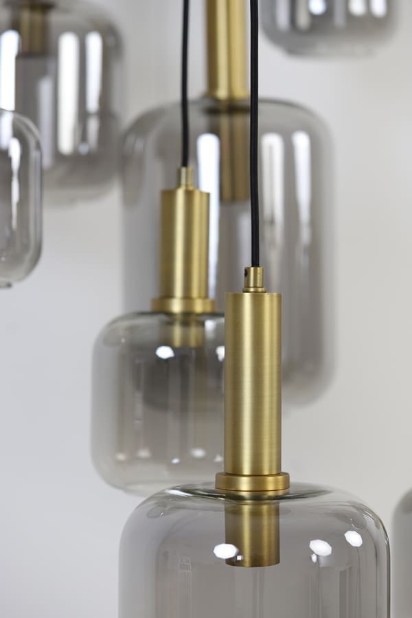 Hanglamp Lekar - Antiek Brons+smoke Glas Light & Living Hanglamp 2949184
