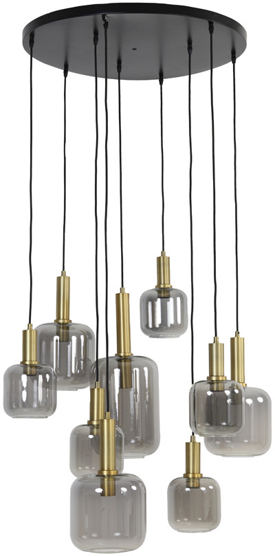 Hanglamp Lekar - Antiek Brons+smoke Glas Light & Living Hanglamp 2949184