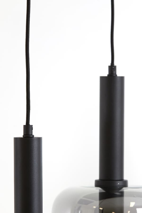 Hanglamp Lekar - Zwart+smoke Glas Light & Living Hanglamp 2946212