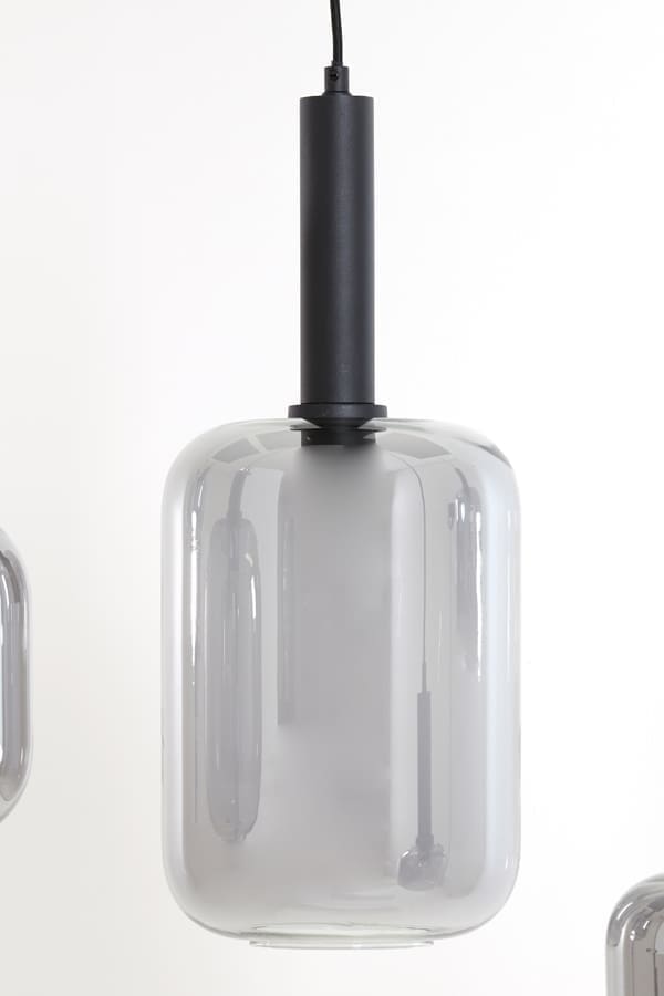 Hanglamp Lekar - Zwart+smoke Glas Light & Living Hanglamp 2946212