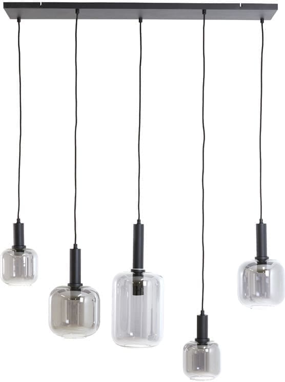 Hanglamp Lekar - Zwart+smoke Glas Light & Living Hanglamp 2946212