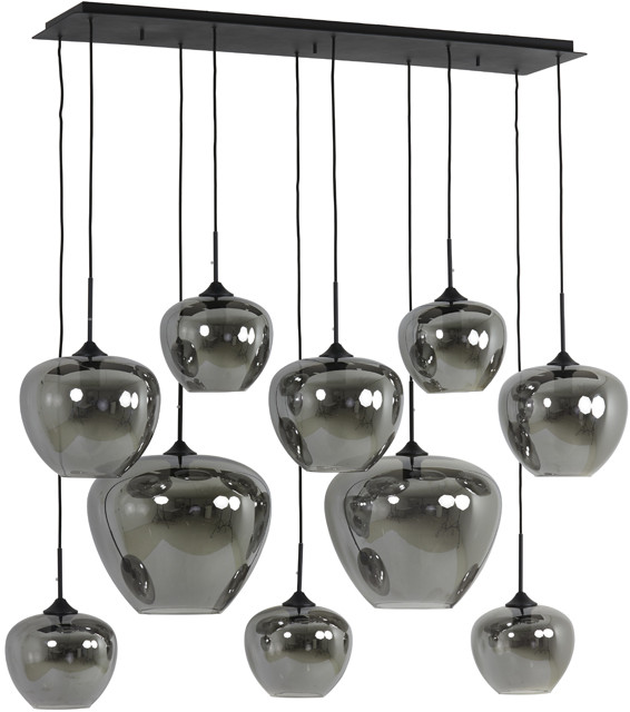 Light & Living hanglamp 10l 120x60x110 cm mayson mat zwart+glas smoke